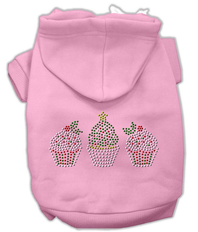 Christmas Cupcakes Rhinestone Hoodie Pink XXL